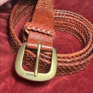 Polo Ralph Lauren RL67 Heritage Braided Leather Belt – Gold Brass Buckle Size 40